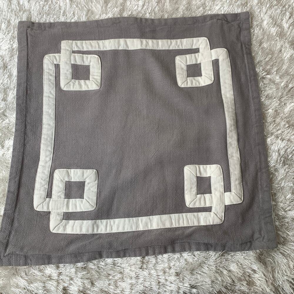 Greek Key Design Gray Cream Pillow Cover Sham 20 x 19" fits 18" insert